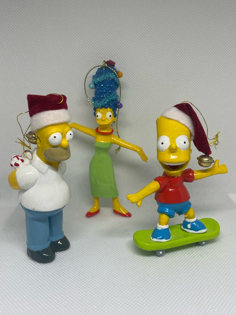 The Simpsons Christmas Ornament Lot Of 3 Homer Bart Marge 3.5-4" Hard Plastic